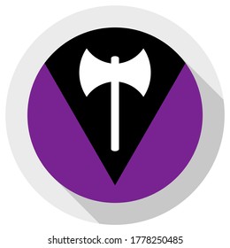 Bandera del Orgullo Labrys Lesbian, icono de forma redonda sobre fondo blanco