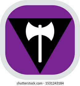 Labrys Lesbian Pride flag, rounded square shape icon on white background, vector illustration