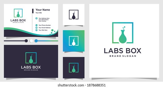 Labs box logo with modern style and business card design template Premium Vector