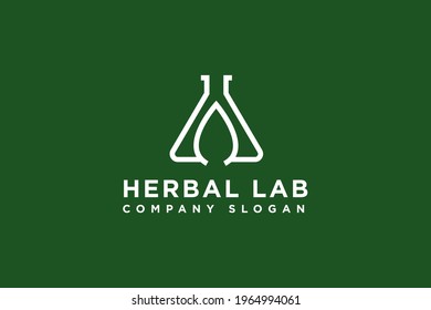 Labs Logo design vector illustration. Lab logo isolated on green background