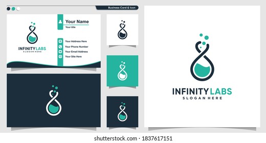 Labs logo with infinity line art style and business card design template, Premium Vector