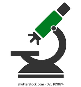 Labs Microscope vector icon. Style is bicolor flat symbol, green and gray colors, rounded angles, white background.