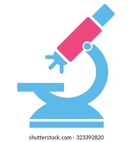 Labs Microscope vector icon. Style is bicolor flat symbol, pink and blue colors, rounded angles, white background.