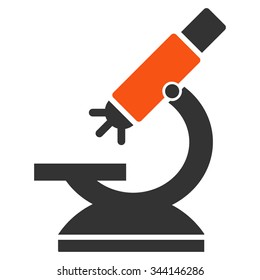 Labs Microscope vector icon. Style is bicolor flat symbol, orange and gray colors, rounded angles, white background.
