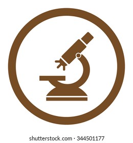 Labs Microscope vector icon. Style is flat rounded symbol, brown color, rounded angles, white background.
