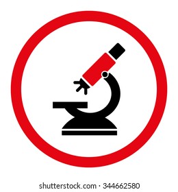 Labs Microscope vector icon. Style is bicolor flat rounded symbol, intensive red and black colors, rounded angles, white background.