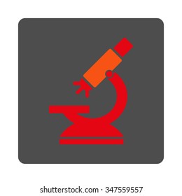 Labs Microscope vector icon. Style is flat rounded square silver button with red symbol, white background.