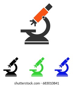Labs Microscope vector pictograph. Illustration style is a flat iconic colored symbol with different color versions.