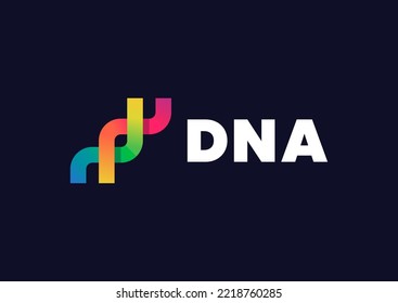 Labs modern logo design vector illustration. Icon for science technology. Gradient colorful abstract branding DNA symbol visual identity.