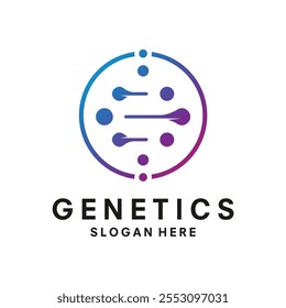 Labs ilustração de vetor de design de logotipo moderno. Ícone para a ciência e tecnologia. Gradiente colorido abstrato identidade visual símbolo de DNA.