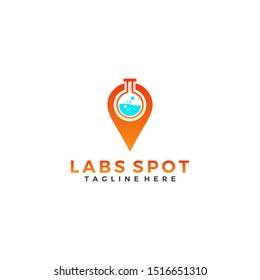 labs spot location logo design idea.
