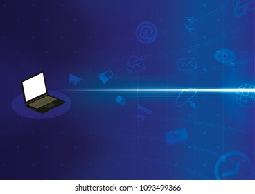 labtop background application icon coming out of laptop