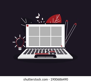 labtop with light background flat design 2021