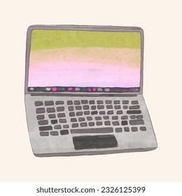 Labtop on white background. watercolor vector illustration.