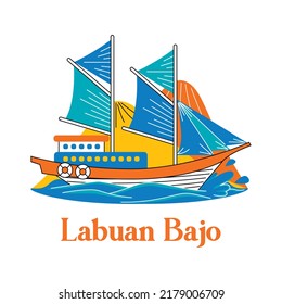 Labuan Bajo in flat design style