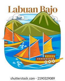 Labuan Bajo in Vector Illustration