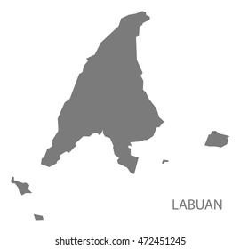 Labuan Malaysia Map in grey