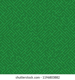 Labyrinth background. Geometric irregular backdrop. Abstract green seamless line maze pattern.