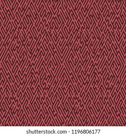 Labyrinth background. Geometric irregular backdrop. Abstract red seamless line maze pattern.