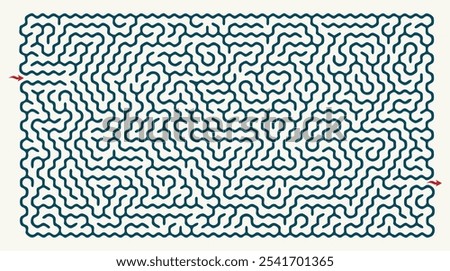 Labyrinth (brain game) vector graphic. Specially designed maze (labyrinth) difficult and fun game illustration.