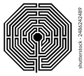 Labyrinth Cathedral of Amiens - France Illustration Vector - Symbolism Meditation History - Sacred Geometry