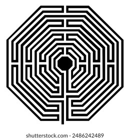 Labyrinth Cathedral of Amiens - France Illustration Vector - Symbolism Meditation History - Sacred Geometry