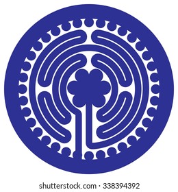 Labyrinth  of the Cathedral of Notre Dame in Chartres. Maze for children. Vector illustration