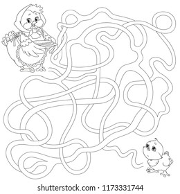 Labyrinth for children. Educational games. Find the path. Vector illustration.