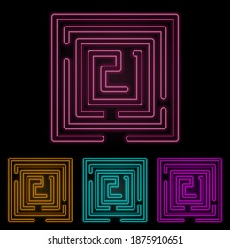 Labyrinth Farbe Neon Set. Einfache dünne Linie, Umrissvektor von Web-Icons für i und ux, Website oder mobile Anwendung
