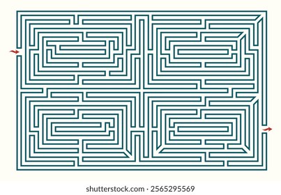Labyrinth complex design. Maze (Labyrinth) game illustration. Labyrinth (brain game) vector graphic.