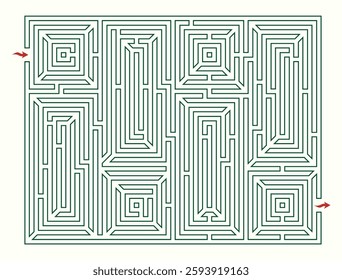 Labyrinth complex design. Maze (Labyrinth) game illustration. Labyrinth (brain game) vector graphic.