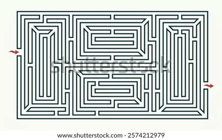 Labyrinth complex design. Maze (Labyrinth) game illustration. Labyrinth (brain game) vector graphic.