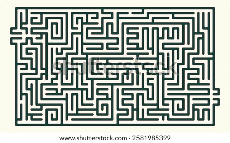 Labyrinth complex design. Maze (Labyrinth) game illustration. Labyrinth (brain game) vector graphic.