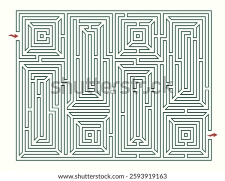 Labyrinth complex design. Maze (Labyrinth) game illustration. Labyrinth (brain game) vector graphic.