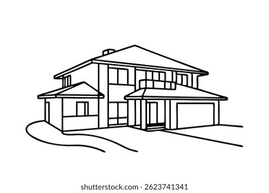 Labyrinth Creative house line art flat vector illustration