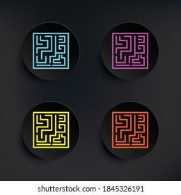 Labyrinth dark badge color set icon. Simple thin line, outline vector of mythology icons for ui and ux, website or mobile application