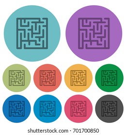 Labyrinth darker flat icons on color round background