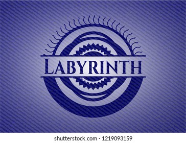 Labyrinth emblem with jean background