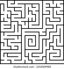 Labyrinth with enter and exit. Maze vector kids game. Square shape. Printable worksheet for kids. Early education practice.
