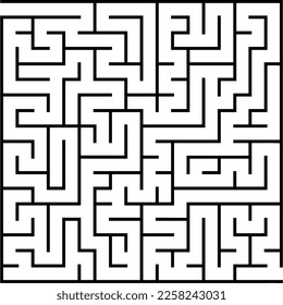 Labyrinth with enter and exit. Maze vector kids game. Square shape. Printable worksheet for kids. Early education practice.
