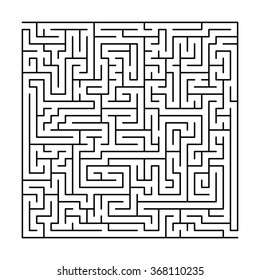 Labyrinth with entry and exit, square, black isolated on a white background