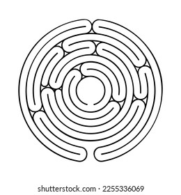 Labyrinth. Find way in circle maze. Game riddle for kids, adult. Sketch vector illustration.