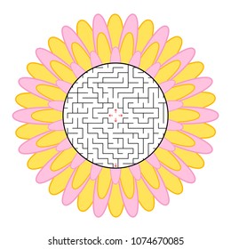 Labyrinth in the form of an abstract flower silhouette. Simple flat vector illustration isolated on white background