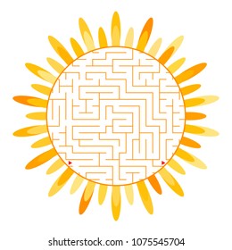 Labyrinth in the form of an abstract flower silhouette. Simple flat vector illustration isolated on white background