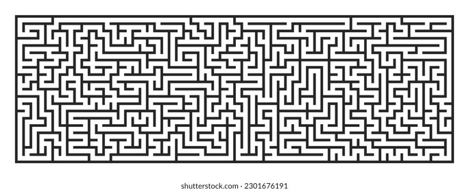 Labyrinth Game Background. Rectangle Maze, Simple Logic Game with Labyrinth Path Ways. Finding Exit Path or Solution to a Problem. Logic Challenge Isolated Vector Illustration.