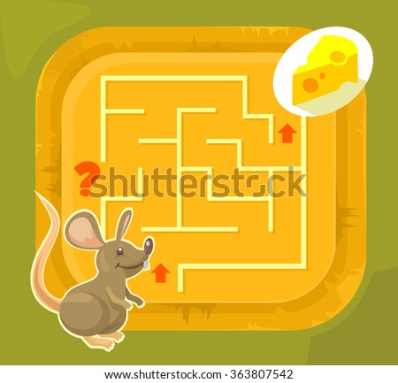 Labyrinth game for children. Vector cartoon illustration