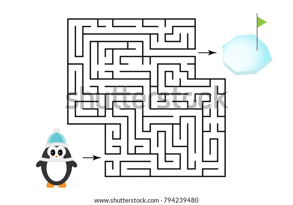 迷路ゲーム 迷路を抜け出す方法をペンギンが見つけるのを助ける かわいい漫画のキャラクター 子ども向けの未就学時のワークシート アクティビティ 論理的思考の開発 ベクターイラスト のベクター画像素材 ロイヤリティフリー