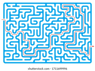 Labyrinth game. Maze or puzzle design. Find the way and right solution for exit. Vector illustration.