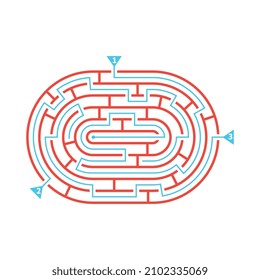 Régimen de rebus de juegos de laberinto en forma ovalada con una trayectoria de solución marcada ilustración vectorial plana