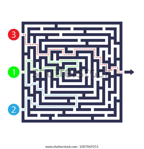 LabyrinthSpiel. Drei Eingang, eine Ausfahrt und (Lizenzfrei) 1007069251